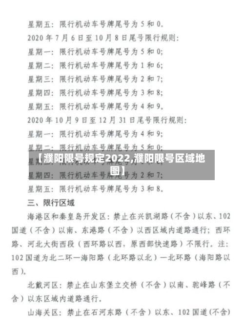 【濮阳限号规定2022,濮阳限号区域地图】